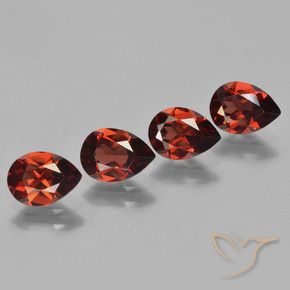 Gemme di Granato Piropo Rosso brillante naturale da 3.18 ct, Forma a pera, VVS-VS