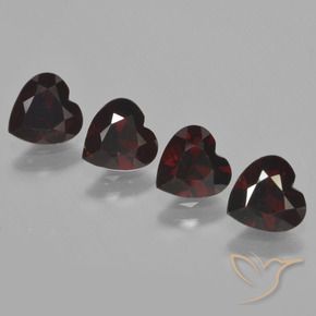 Gemme di Granato Piropo Rosso nerastro naturale da 3.24 ct, Cuore, VS