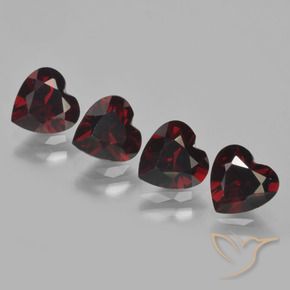 Gemme di Granato Piropo Rosso nerastro naturale da 3.38 ct, Cuore, VVS-VS