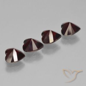Gemme di Granato Piropo Rosso nerastro naturale da 3.38 ct, Cuore, VVS-VS
