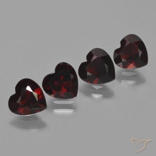 Gemme di Granato Piropo Rosso nerastro naturale da 3.36 ct, A forma di cuore, VVS