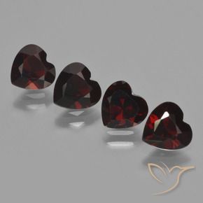 Gemme di Granato Piropo Rosso nerastro naturale da 3.36 ct, A forma di cuore, VVS