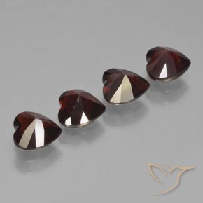Gemme di Granato Piropo Rosso nerastro naturale da 3.36 ct, A forma di cuore, VVS