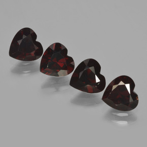 Gemme di Granato Piropo Rosso nerastro naturale da 3.52 ct, A forma di cuore, VVS-VS