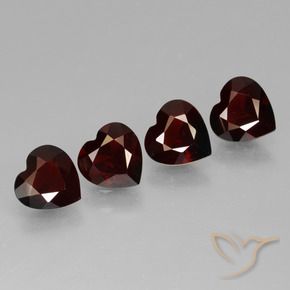 Gemme di Granato Piropo Rosso scuro naturale da 3.02 ct, A forma di cuore, VVS-VS