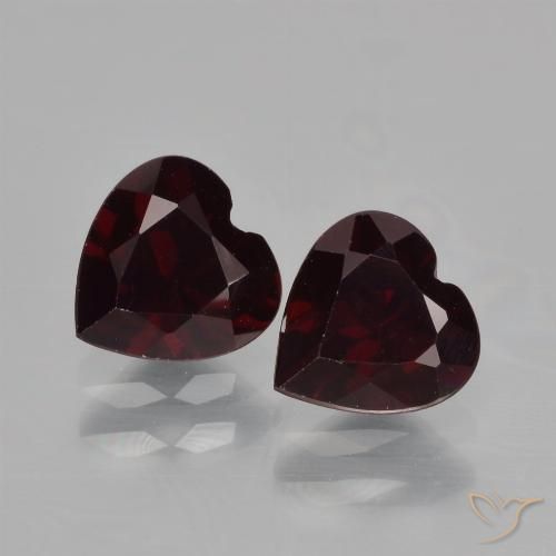Gemme di Granato Piropo Rosso scuro naturale da 1.83 ct, A forma di cuore, VVS-VS