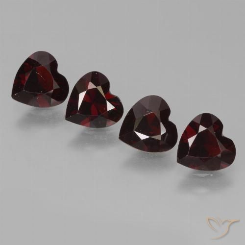 Gemme di Granato Piropo Rosso scuro naturale da 2.98 ct, A forma di cuore, VVS-VS