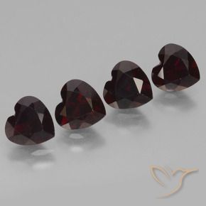 Gemme di Granato Piropo Rosso nerastro naturale da 3.74 ct, Cuore, VVS-VS