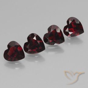 Gemme di Granato Piropo Rosso nerastro naturale da 3.16 ct, Cuore, VVS-VS