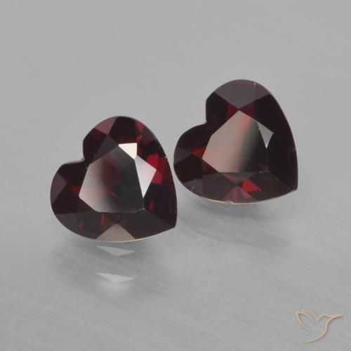 Gemme di Granato Piropo Rosso nerastro naturale da 1.45 ct, Cuore, VVS-VS