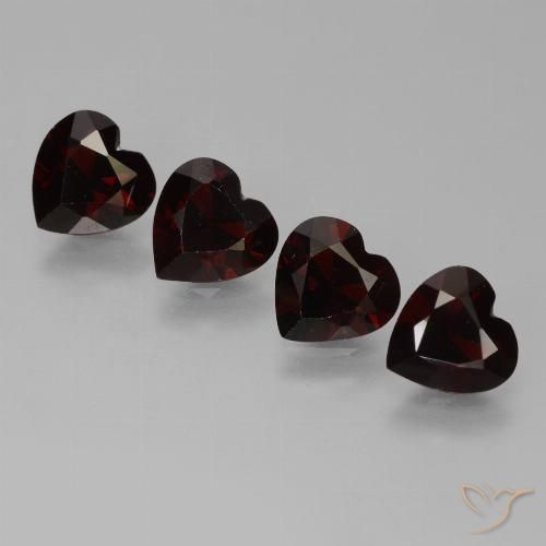 2.88ctw Naturale Rosso nerastro Granato Piropo, Cuore, VVS-VS