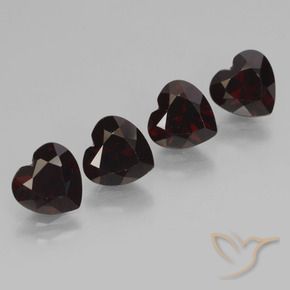 Gemme di Granato Piropo Rosso scuro naturale da 3.81 ct, Cuore, VVS-VS