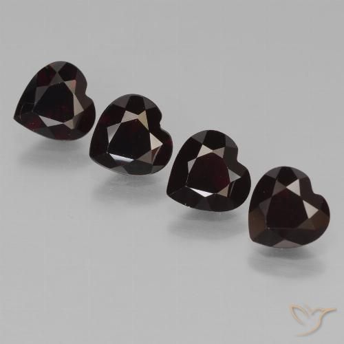 Gemme di Granato Piropo Rosso nerastro naturale da 3.25 ct, Cuore, VVS-VS