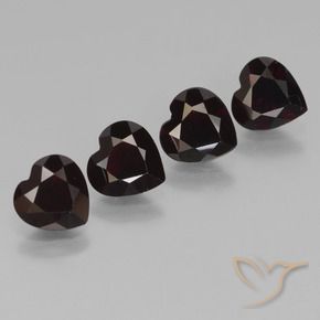 Gemme di Granato Piropo Rosso nerastro naturale da 3.25 ct, Cuore, VVS-VS