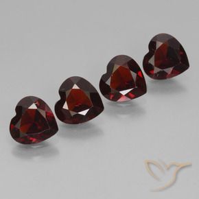 Gemme di Granato Piropo Rosso scuro naturale da 3.07 ct, Cuore, VVS-VS