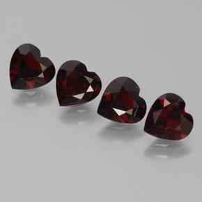 Gemme di Granato Piropo Rosso scuro naturale da 3.12 ct, A forma di cuore, VVS-VS