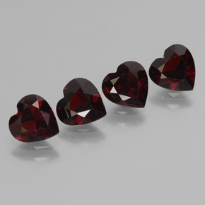 Gemme di Granato Piropo Rosso scuro naturale da 3.12 ct, A forma di cuore, VVS-VS