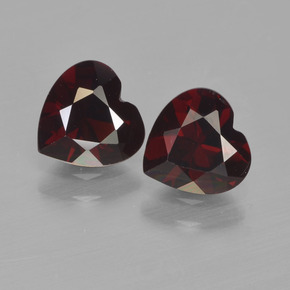 Gemme di Granato Piropo Rosso scuro naturale da 1.69 ct, A forma di cuore, VVS-VS