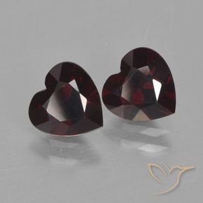 Gemme di Granato Piropo Rosso nerastro naturale da 1.73 ct, Cuore, VVS-VS
