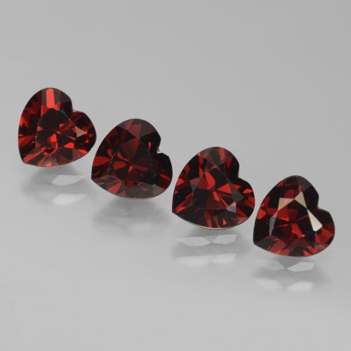 Granato piropo naturale rosso da 3,79 ct, a forma di cuore, VVS-VS