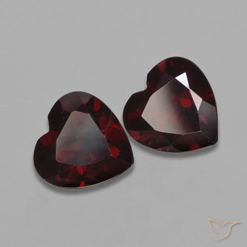 Gemme di Granato Piropo Rosso scuro naturale da 1.68 ct, Cuore, VVS-VS
