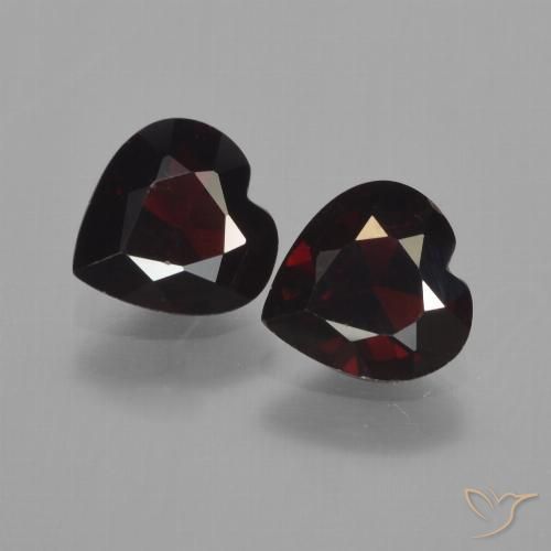 Gemme di Granato Piropo Rosso nerastro naturale da 1.63 ct, Cuore, VVS-VS