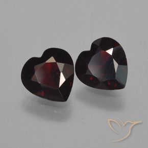 Gemme di Granato Piropo Rosso nerastro naturale da 1.63 ct, Cuore, VVS-VS
