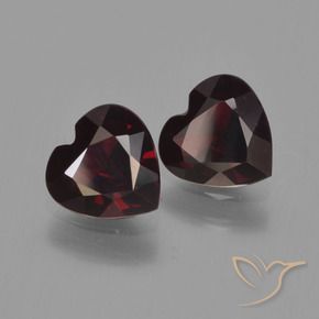 Gemme di Granato Piropo Rosso scuro naturale da 1.62 ct, Cuore, VVS-VS