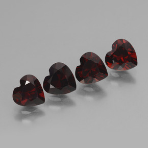 Granato piropo naturale rosso da 3,86 ct, a forma di cuore, VVS-VS