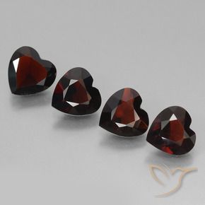 Gemme di Granato Piropo Rosso nerastro naturale da 3.07 ct, Cuore, VVS-VS