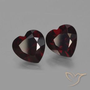 Gemme di Granato Piropo Rosso nerastro naturale da 1.84 ct, Cuore, VVS-VS