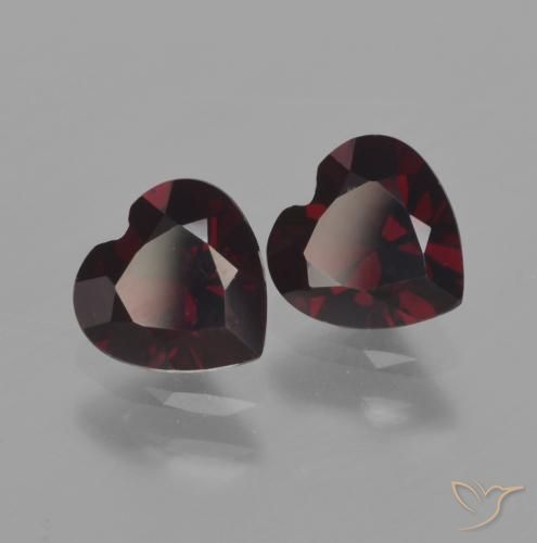 Gemme di Granato Piropo Rosso nerastro naturale da 1.88 ct, Cuore, VVS-VS