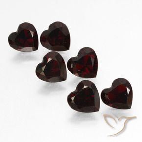Gemme di Granato Piropo Rosso nerastro naturale da 5.18 ct, Cuore, VVS-VS