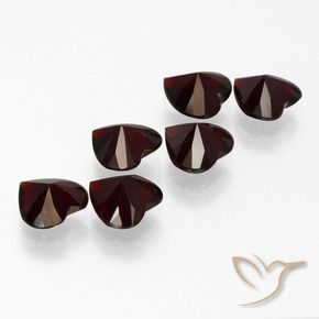 Gemme di Granato Piropo Rosso nerastro naturale da 5.18 ct, Cuore, VVS-VS