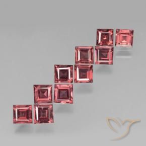 Gemme di Granato Piropo Rosso medio-scuro naturale da 3.84 ct, Quadrato, VS
