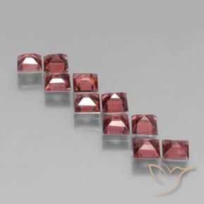 Gemme di Granato Piropo Rosso medio-scuro naturale da 3.84 ct, Quadrato, VS