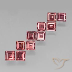 Gemme di Granato Piropo Rosso lampone naturale da 3.84 ct, Quadrato, VS