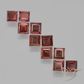 Gemme di Granato Piropo Rosso medio-scuro naturale da 3.85 ct, Quadrato, VS