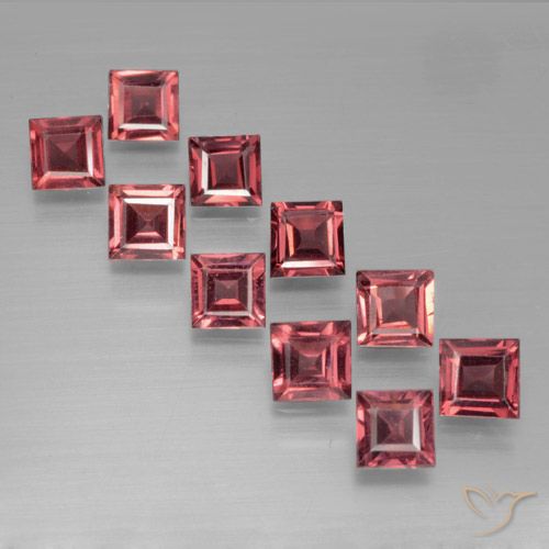 4.13ctw Naturale Rosso medio Granato Piropo, Quadrato, VS
