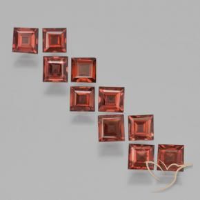 Gemme di Granato Piropo Rosso medio naturale da 4.37 ct, Quadrato, VS