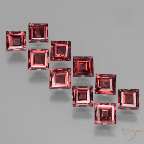 4.14ctw Naturale Rosso medio Granato Piropo, Quadrato, VS
