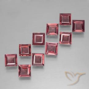 Gemme di Granato Piropo Rosso tendente al rosa naturale da 3.41 ct, Quadrato, VS