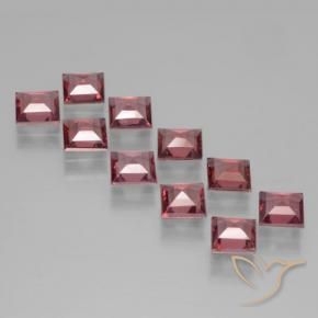Gemme di Granato Piropo Rosso tendente al rosa naturale da 3.41 ct, Quadrato, VS