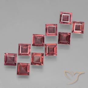 Gemme di Granato Piropo Rosso tendente al rosa naturale da 4.05 ct, Quadrato, VS