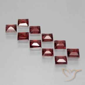 Gemme di Granato Piropo Rosso scuro naturale da 3.79 ct, Quadrato, VS