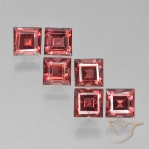 Gemme di Granato Piropo Rosso chiaro naturale da 2.67 ct, Quadrato, VS
