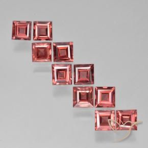 Gemme di Granato Piropo Rosso chiaro naturale da 3.77 ct, Quadrato, VS