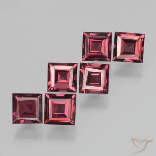 Gemme di Granato Piropo Rosso lampone naturale da 2.57 ct, Quadrato, VS