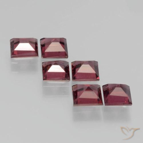 Gemme di Granato Piropo Rosso lampone naturale da 2.57 ct, Quadrato, VS