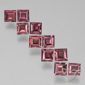 Gemme di Granato Piropo Rosso medio-scuro naturale da 3.63 ct, Quadrato, VS